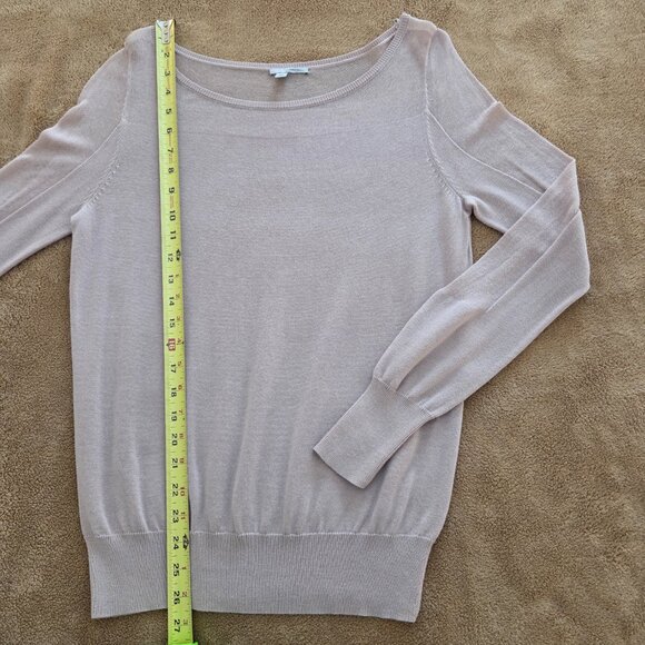 Y2K Halogen Pullover Long Sleeve Sweater Womens M Sheer Mesh Tan Cotton Blend - Picture 9 of 9